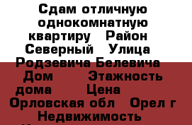 Сдам отличную однокомнатную квартиру › Район ­ Северный › Улица ­ Родзевича-Белевича › Дом ­ 8 › Этажность дома ­ 9 › Цена ­ 9 000 - Орловская обл., Орел г. Недвижимость » Квартиры аренда   . Орловская обл.,Орел г.